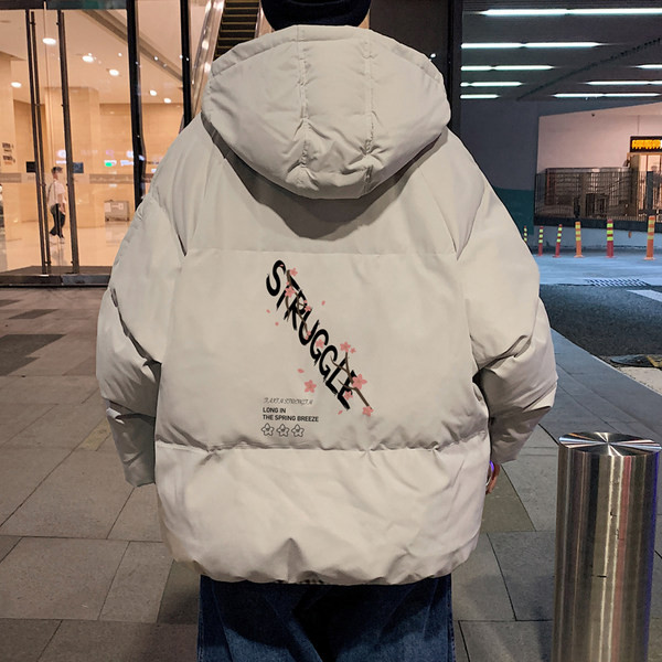 Téli kabát felirattal és kapucnival, három színben