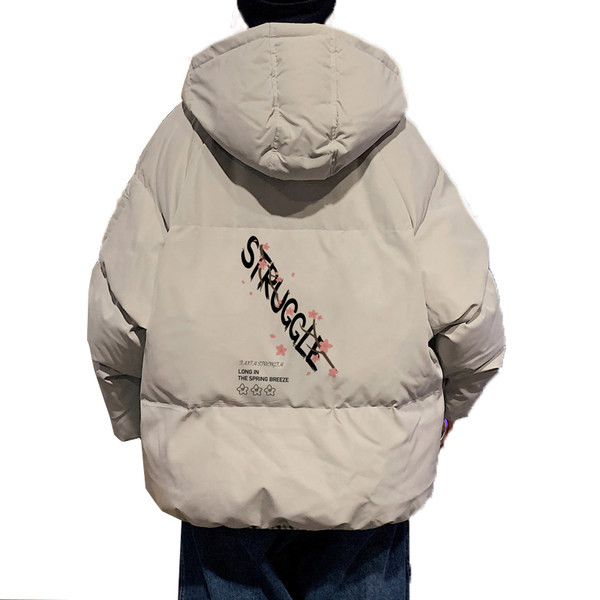 Téli kabát felirattal és kapucnival, három színben