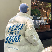 Férfi téli kabát magas gallérban felirattal - három színben