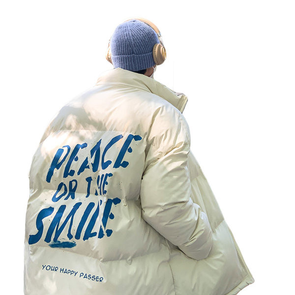 Férfi téli kabát magas gallérban felirattal - három színben