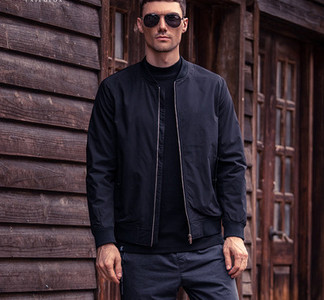 Férfi tavaszi-őszi kabát cipzárral