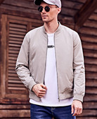 Ανδρικό φθινοπωρινό μπουφάν με φερμουάρ σε τρία χρώματα και φερμουάρ