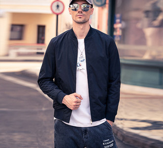 Ανδρικό φθινοπωρινό μπουφάν με φερμουάρ σε τρία χρώματα και φερμουάρ