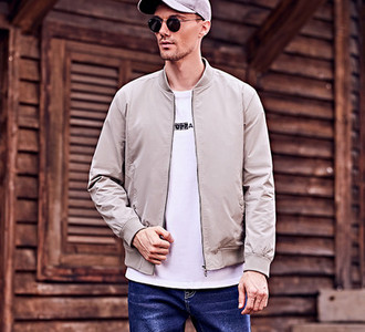 Ανδρικό φθινοπωρινό μπουφάν με φερμουάρ σε τρία χρώματα και φερμουάρ
