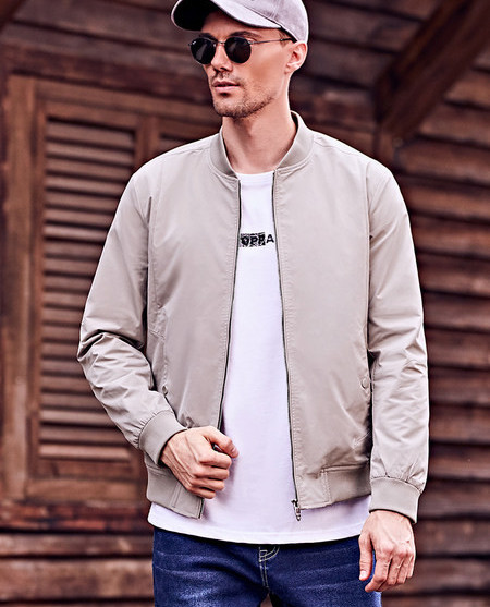 Ανδρικό φθινοπωρινό μπουφάν με φερμουάρ σε τρία χρώματα και φερμουάρ