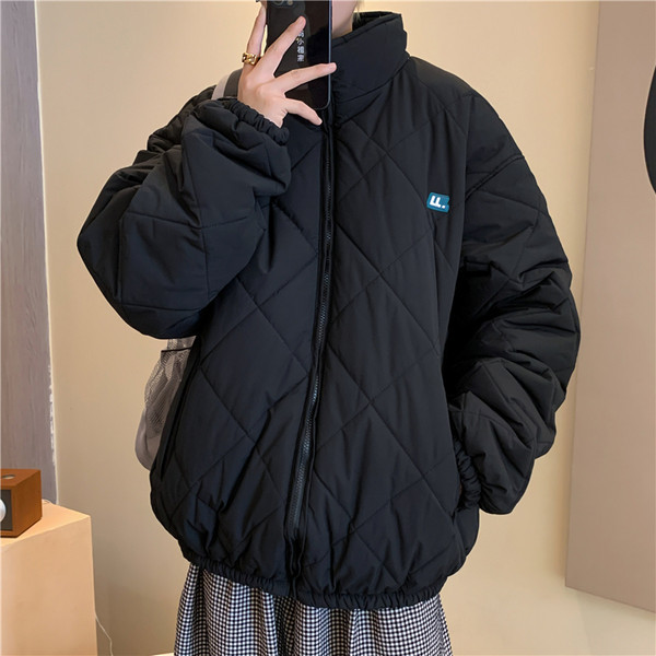 Férfi téli kabát magas gallérral és cipzárral