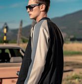 Férfi őszi kabát klasszikus gallérral és cipzárral