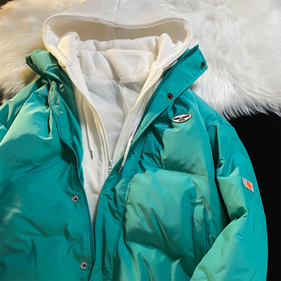 Férfi pamutkabát kapucnival, felirattal