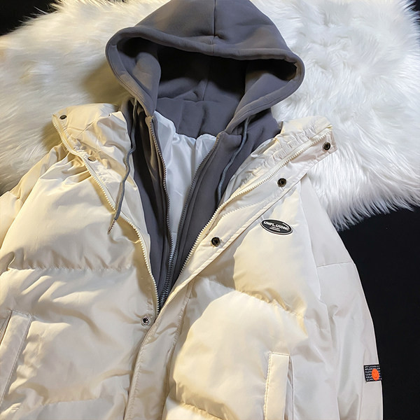 Férfi pamutkabát kapucnival, felirattal