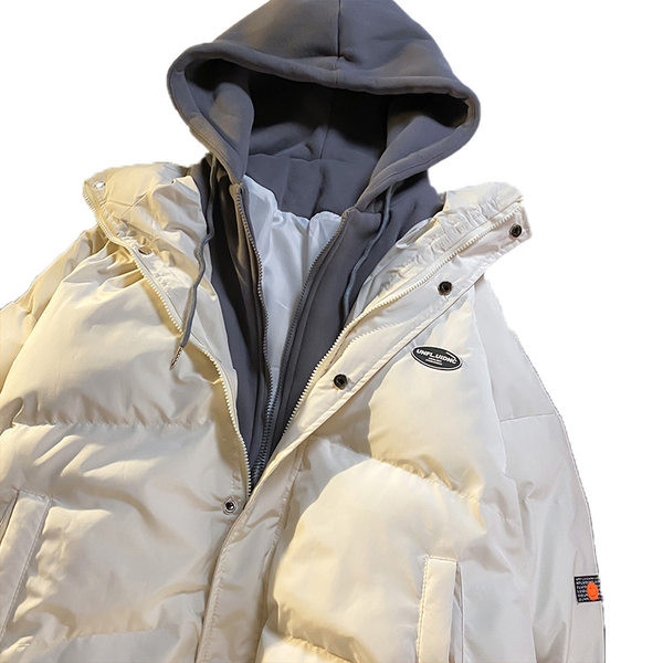 Férfi pamutkabát kapucnival, felirattal