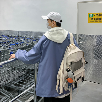 Muška proljetna jakna s patentnim zatvaračem na kapuljaču i džepovima