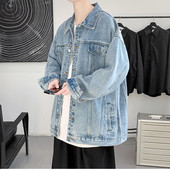 Casual ανδρικό τζιν μπουφάν φαρδύ μοντέλο με κουμπιά