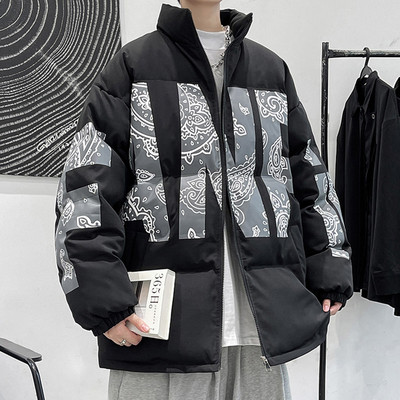 Férfi téli kabát cipzárral és magas gallérral - két színben