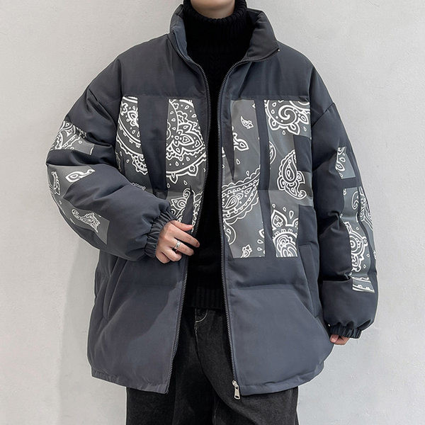 Férfi téli kabát cipzárral és magas gallérral - két színben