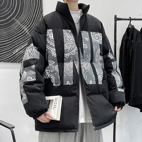 Férfi téli kabát cipzárral és magas gallérral - két színben