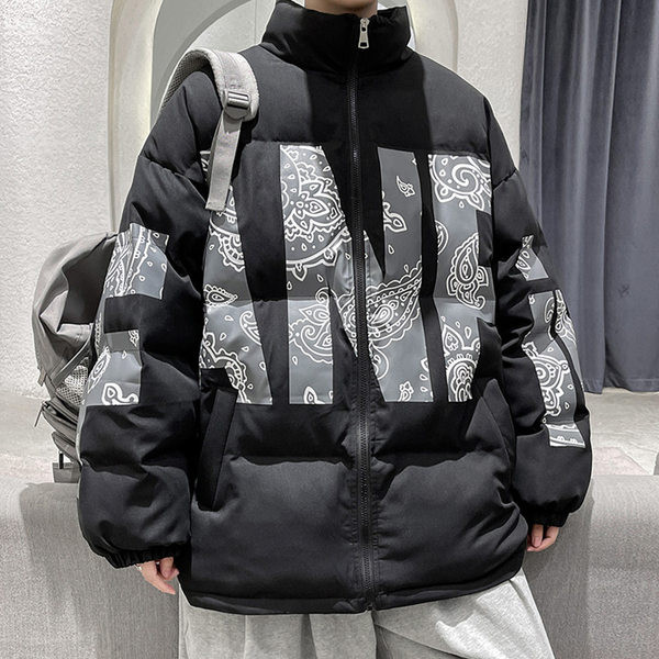 Férfi téli kabát cipzárral és magas gallérral - két színben