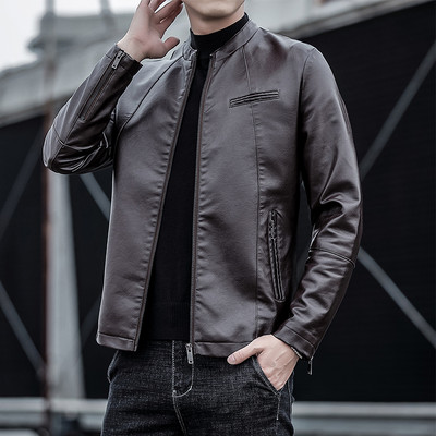 Tavaszi bőrkabát cipzárral és zsebekkel - többféle színben