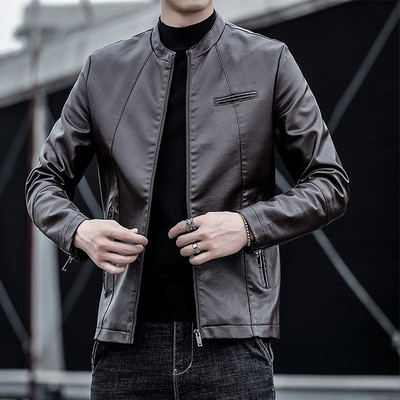 Tavaszi bőrkabát cipzárral és zsebekkel - többféle színben