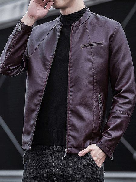 Tavaszi bőrkabát cipzárral és zsebekkel - többféle színben