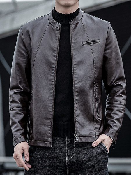 Tavaszi bőrkabát cipzárral és zsebekkel - többféle színben