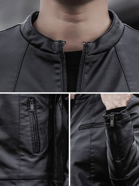 Tavaszi bőrkabát cipzárral és zsebekkel - többféle színben
