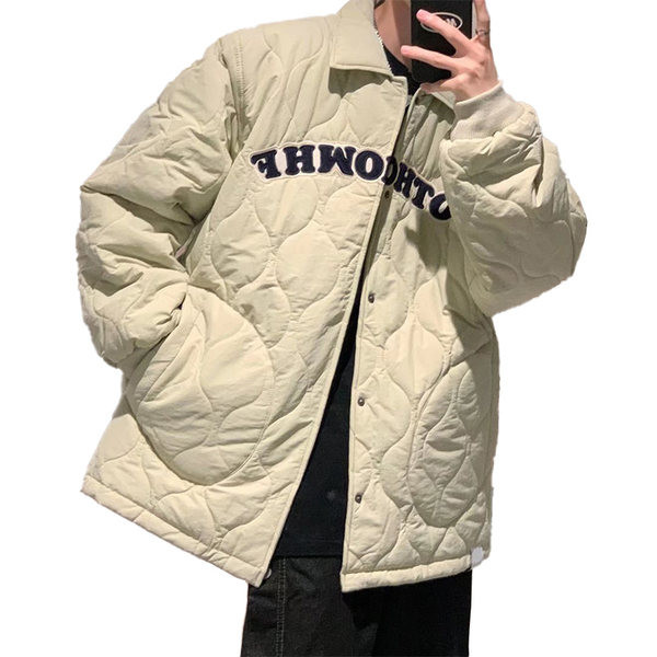 Férfi baseball kabát bézs és fekete felirattal