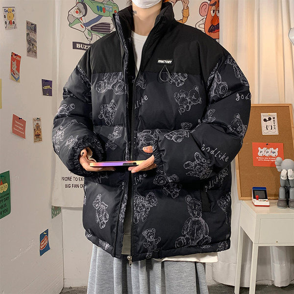 Párnázott téli kabát mintával