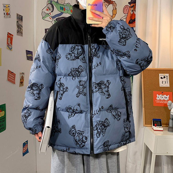 Párnázott téli kabát mintával