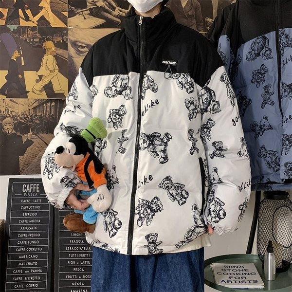 Párnázott téli kabát mintával