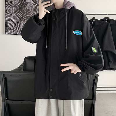 Φαρδύ μοντέλο ανδρικό μπουφάν με κουκούλα σε πολλά χρώματα