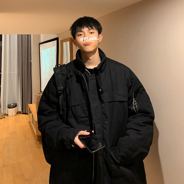 Férfi téli kabát fekete és zöld színben