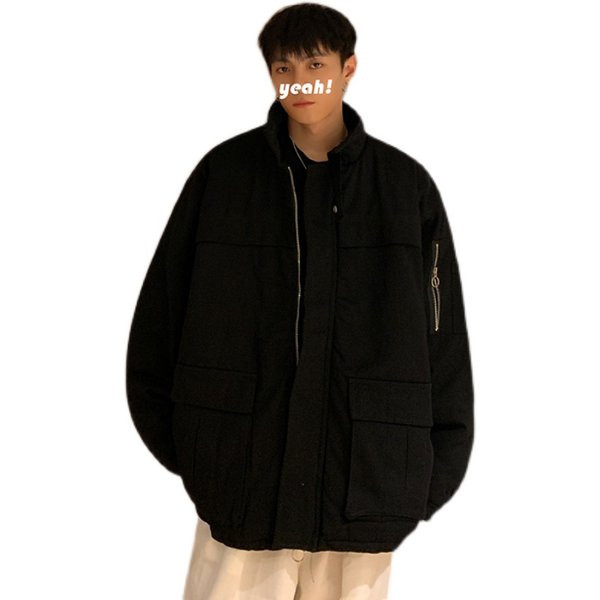 Férfi téli kabát fekete és zöld színben