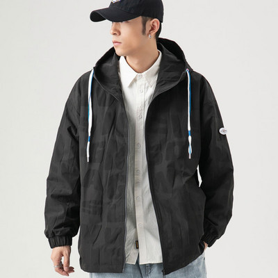 Proljetna muška jakna sa vezicama u crno-bijeloj boji