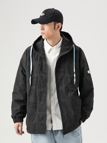 Proljetna muška jakna sa vezicama u crno-bijeloj boji