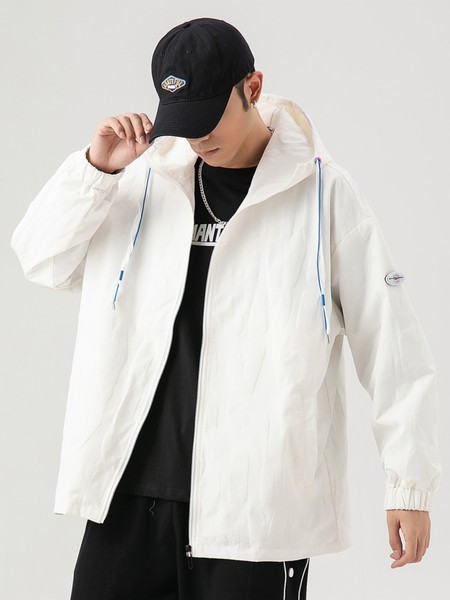 Proljetna muška jakna sa vezicama u crno-bijeloj boji