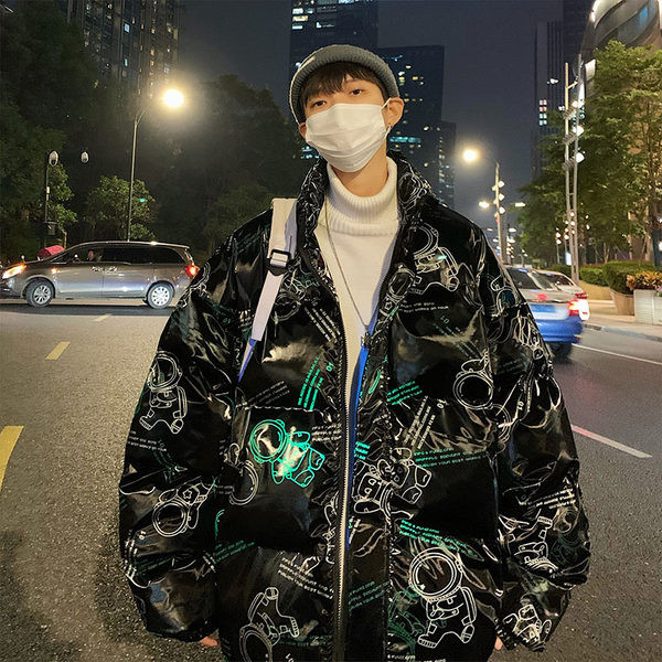 Férfi kabát széles modell gombokkal és cipzárral