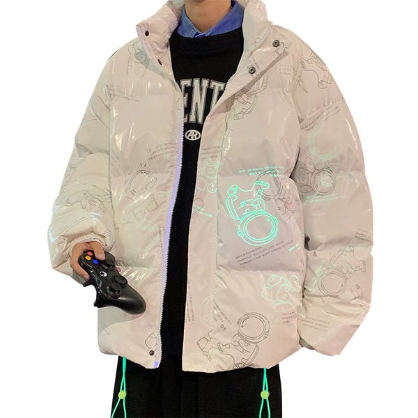 Férfi kabát széles modell gombokkal és cipzárral