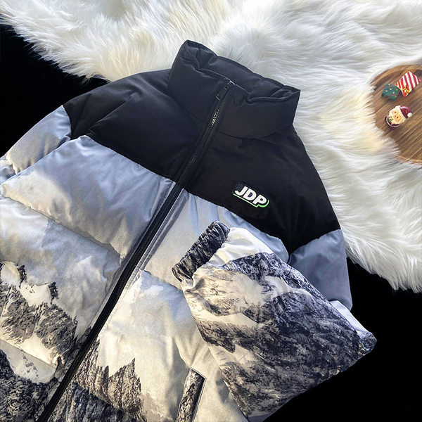 Tõmbluku ja kõrge kraega meeste talvejope - musta värvi