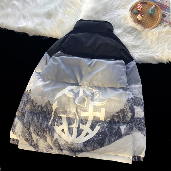 Tõmbluku ja kõrge kraega meeste talvejope - musta värvi