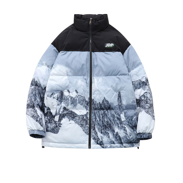 Tõmbluku ja kõrge kraega meeste talvejope - musta värvi