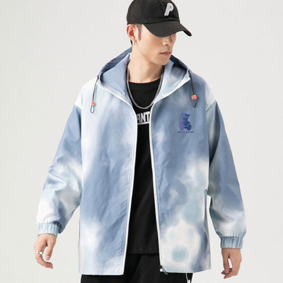 Muška proljetna jakna s kapuljačom i vezicama