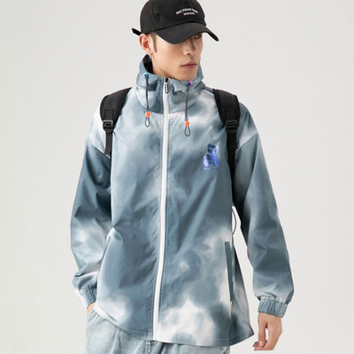 Muška proljetna jakna s kapuljačom i vezicama