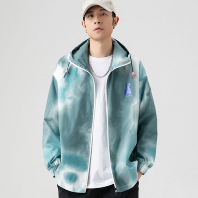 Muška proljetna jakna s kapuljačom i vezicama