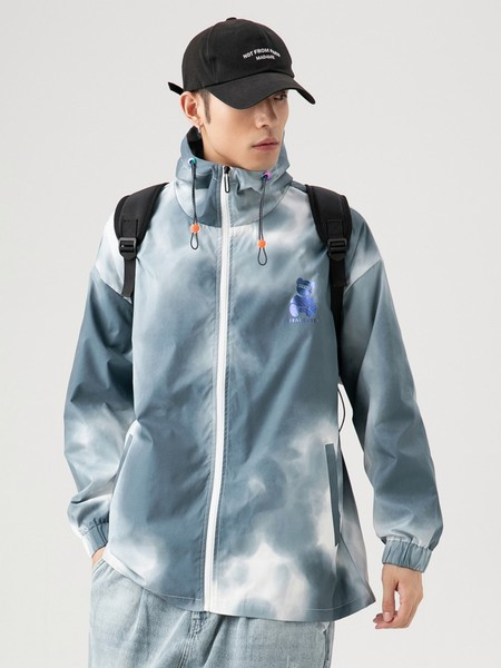 Muška proljetna jakna s kapuljačom i vezicama