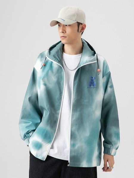 Muška proljetna jakna s kapuljačom i vezicama