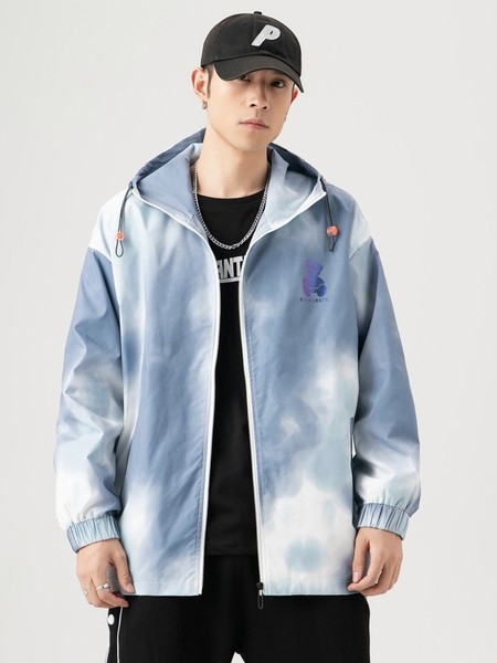 Muška proljetna jakna s kapuljačom i vezicama