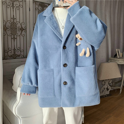 Modern férfi kabát 3D mackóval