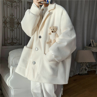 Modern férfi kabát 3D mackóval