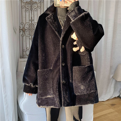 Modern férfi kabát 3D mackóval