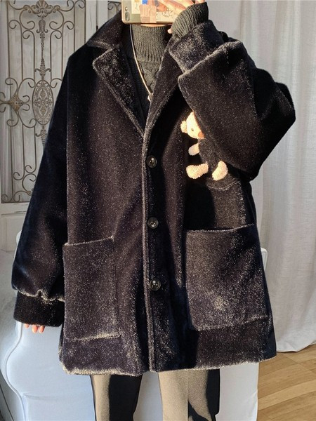 Modern férfi kabát 3D mackóval